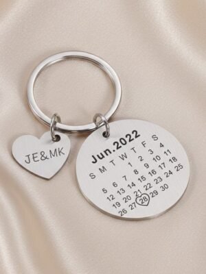 Chaveiro Calendário Redondo, Personalizado, Aço Inox