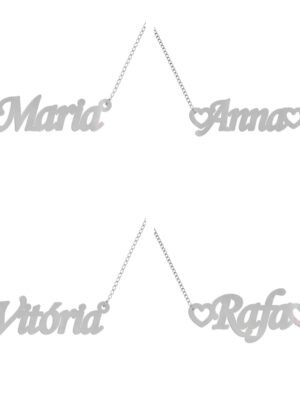 Colar Personalizado de Nome Simples, Aço Inox, Sob Encomenda